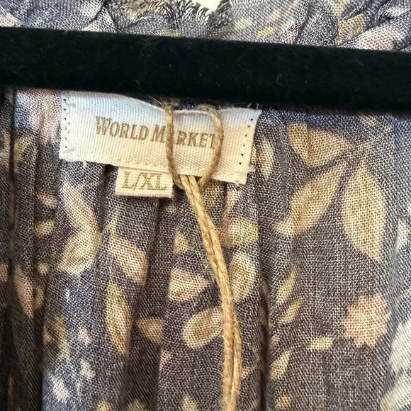 NWT Cost Plus World Market Black V-Neck Sleeveless Floral Tiered Midi Dress L/XL - Picture 8 of 12